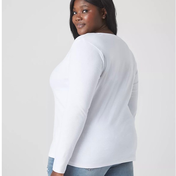 NWOT Lane Bryant Classic Long Sleeve Crew Neck Tee, Size 34/36, White - Picture 2 of 5